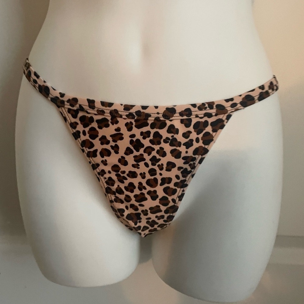Y2K Leopard Print Bikini Bottom Brown Black Medium